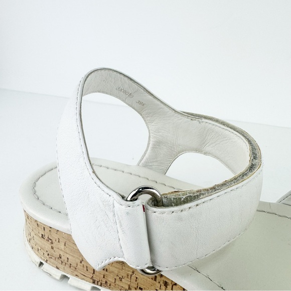PRADA Platform Linea Rossa Saffiano Upper Cork Bottom Sandals - Picture 7 of 9